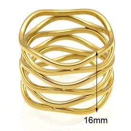 Stainless Steel Braide Wave Wrap Style Statement Promise Anniversary Jewellery Ring, Metal, Cubic Zirconia