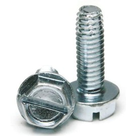 1/4"-20 Thread Cutting Screws - Zinc Plated Steel - Slotted Indented Hex Washer Head 1/4"-20 x 1-1/2" QTY 500