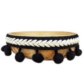 Yalulu 5 Yards Embroidered Trim Ribbon Pompom Trim Fringe Ribbon Pom Pom Crafts Lace DIY Sewing Accessories Decoration Supplies (Black)