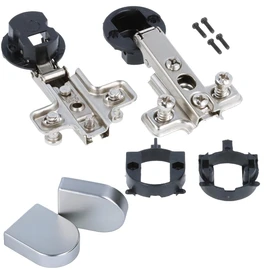 MS Beschläge Glass Showcase Pot Hinge Chrome Matt Pot Hinge Decorative Cap Diameter 26 mm 1 Pair Glass Door Hinge 95° Opening Angle Furniture Hinge (Oval, Corner Stop)