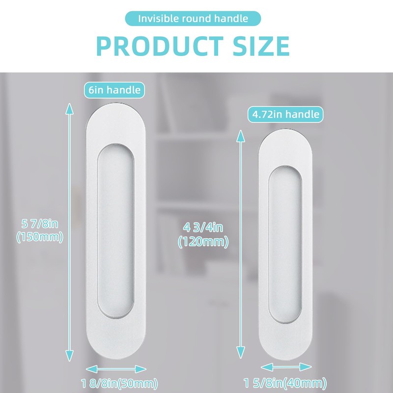 gifsin Sliding Pocket Door Hidden Handle, 304 Stainless Steel Pocket