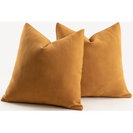 Mandioo Pack of 2 Chenille Cushion Covers Soft Comfortable Durable Throw Pillow Cases for Home Decor Sofa Couch Living Room Bedroom 18 x 18 Inch 45x45 cm Ginger