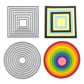 Metal 8 PCS Geometric Round Cutting Dies,7 PCS Geometric Square Die Cuts Embossing Stencils Template Mould for Card Scrapbooking and DIY Craft Album Paper Card Decor