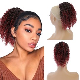 Fualng Hair Drawstring Ponytail Extesion for Black Women Afro Kinky Curly Ponytail for Women Drawstring Ponytail Synthetic Hair Extension