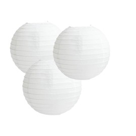 White Paper Lanterns Packs of 3 Round Paper Lanterns Lampshade Party Decorations (All White, 12" (30 Cm))