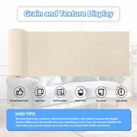 KING MOUNTAIN Couch Fabric Repair Patch, Fabric Patches for Furniture, 4" x 63" Waterproof Velvet Repair Tape for Sofas, Car Seats, Furniture, Upholstery Fabrics and Velvet Goods. （Off White）