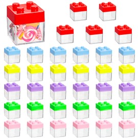 Okllen 36 Pack Building Block Party Favor Boxes, Plastic Square Cube, Small Treat Gift Boxes Candy Storage Container for Block Themed Party, Birthday Party Favor, 2x2x2 Inches