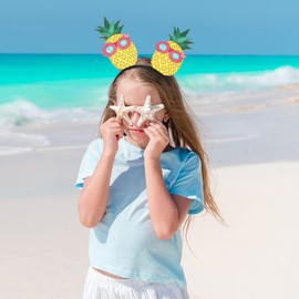 Hawaiian Party Headband Pineapple Hair Hoop Flowers Head Boppers Headwear Tropical Party Decorations Aloha Party Luau Party Decor Cartoon Hair Supplies Summer Hair Accessories for Adult Kids 1PCS