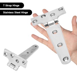 flexman Thickened 316 Stainless Steel T Strap Hinge, 151 X 75 X 4.5mm T Hinge, Home Door Gate Accessories for Gate Iron Strap Cabinet Shed Hinges Shutter