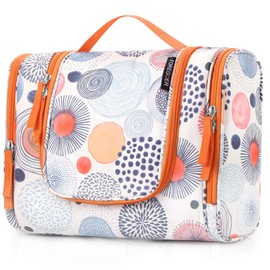FOREGOER Large Travel Toiletry Bag Hanging Toiletry Bag for Men and Women Polka Dot, orange, WOMEN