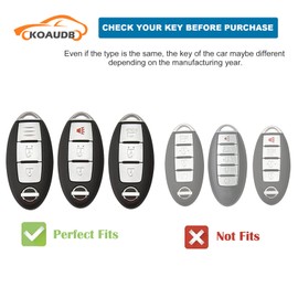 Koaudb Key Fob Cover for Nissan Soft TPU Car Key Cover with Key Fob Keychain Fit for Nissan 350Z Qashqai Murano X-Trail Kicks Tiida Micra Pathfinder Note Juke 3 Buttons Smart Key Case (CL-Nisn-3-P)