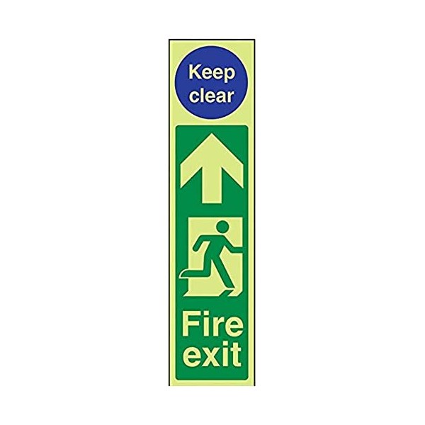 V Safety Glow in the Dark Fire Exit Door Plate
