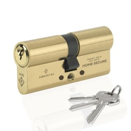 Home Secure™ Euro Cylinder Door Lock TS007 1 Star Security Rated with 3 Keys, Anti-Bump, -Drill, -Pick, -Screw, -Twist for UPVC, Wooden, Composite Doors (Satin Brass, 45mm X 45mm)