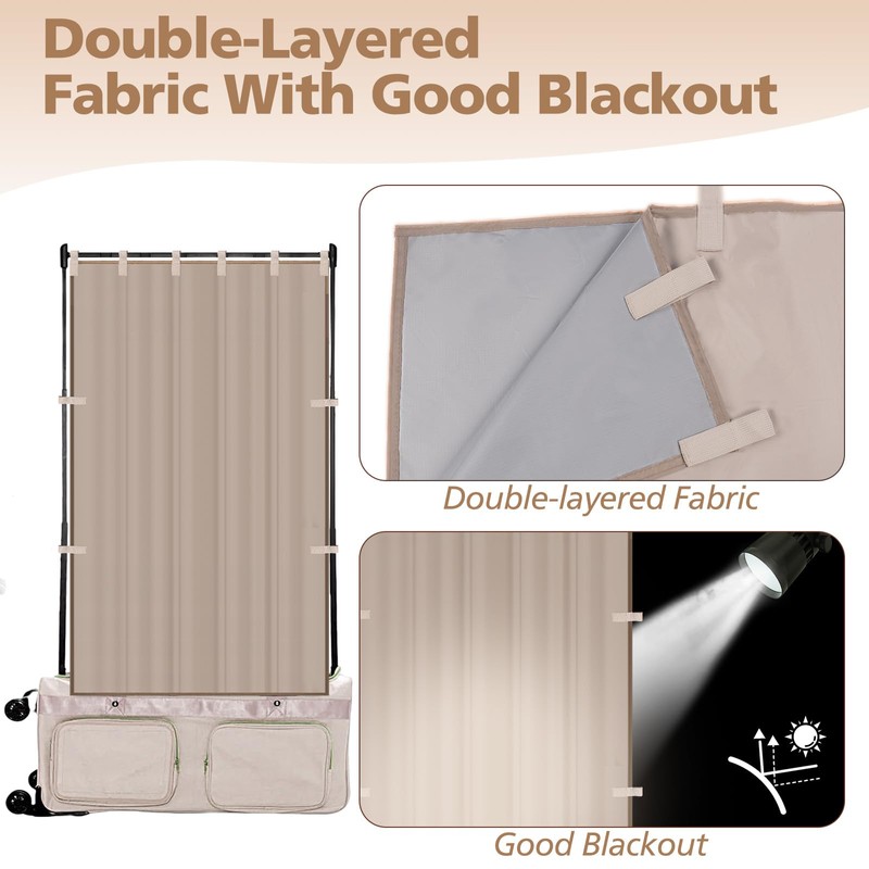 Privacy Curtain for Rolling Dance Bag, 59*31.5 Inch Partition Curtain