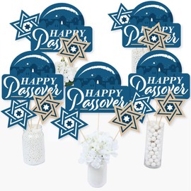 Happy Passover - Pesach Jewish Holiday Party Centerpiece Sticks - Table Toppers - Set of 15
