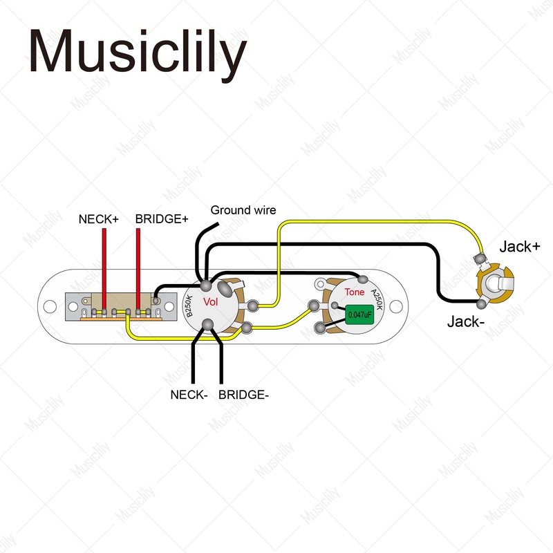 Musiclily 32MM Width Pre-wired Loaded Eletric Guitar Control Plate Harness