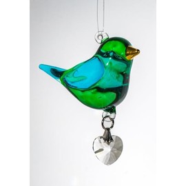 Pretty Little Bird - Emerald Green - Robin Suncatcher, Handmade Crystal Bird - Hanging Mobile Ornament