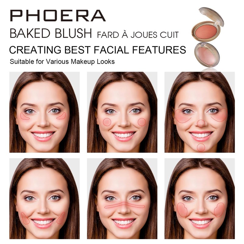 Phoera Baked Powder Blush – Richly Pigmented & Buildable, Multi-Tonal