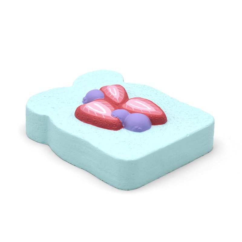 Kiibru ストロベリー トースト スクイーズ ジャンボ 低反発ふわふわパン 誕生日ギフト (青色)