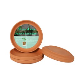 9 Inch Large Terracotta Pot Plant Saucer - 4 pcs Large Round Plant Pot Saucers, Large Clay Plant Trays Perfect for 8 Inch 8.5 Inch 9 Inch Flower Pot with Drainage Hole and Great for Indoor or Outdoor