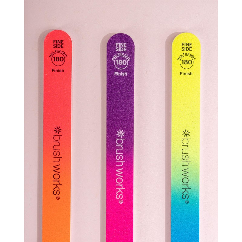Brushworks Neon Nail Files - 3 Pack