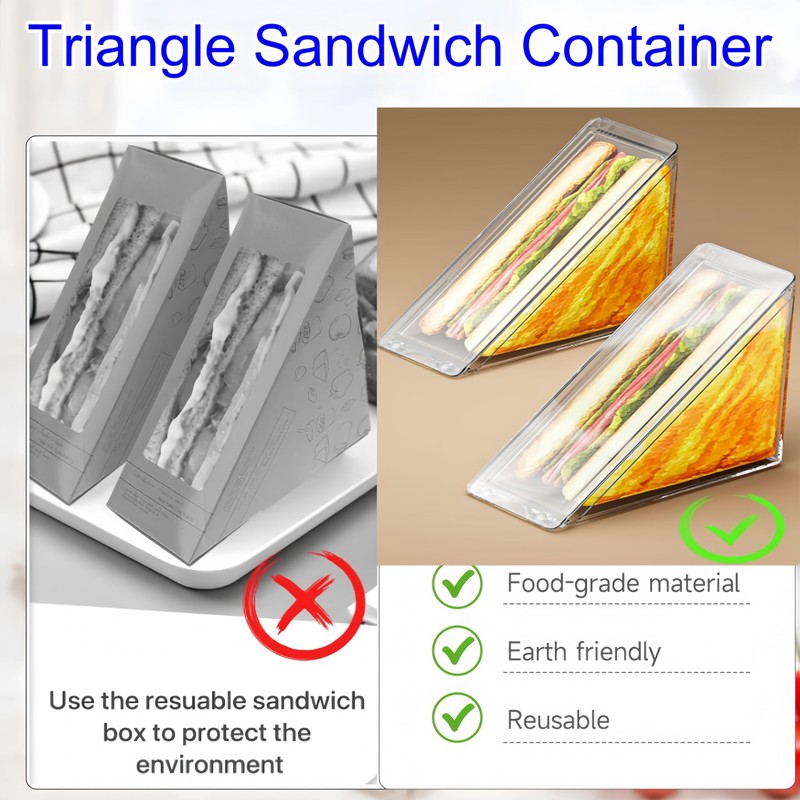 FeBohao Sandwich Container with Lid Triangle Sandwich Box Clear Plastic