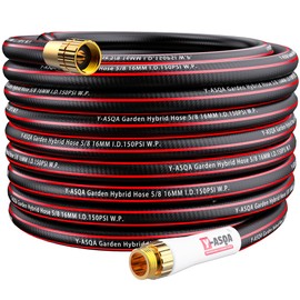 YASQA Water Hose 50 Ft, Flexible, Leakproof, Lightweight Lead In Rubber Hose 5/8" Diameter X 50ft Kink Free 150PSI Durable High Burst Strength Industrial Garden Hose