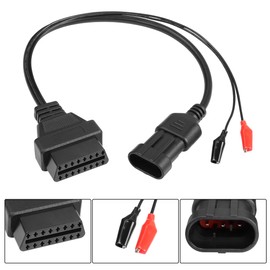 YACSEJAO 3 Pin auf 16 Pin OBD2 Adapter Auto Auto Diagnose Stecker OBD OBDII 3 Pin Stecker auf 16 Pin Buchse mit Krokodilklemme für Auto Fiat Alfa Romeo Lancia