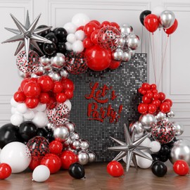 Red and Black Balloons Arch Kit - All-in-1 100Pcs Latex Balloons Gift Set for Graduation 2025,Birthday,Wedding Party Supplies,Elegant Metallic Red Black Garland​