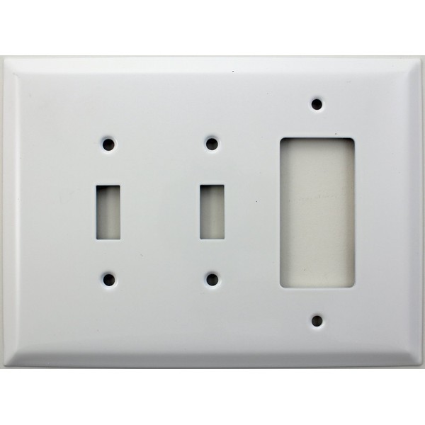Over Sized Jumbo Smooth White 3 Gang Switch Plate - 2 Toggle Light Switch Openings 1 GFI/Rocker Opening