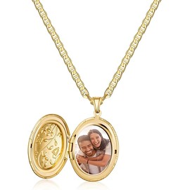Barzel 18K Gold Plated Locket Necklace Photo Book Necklace - Made in Brazil