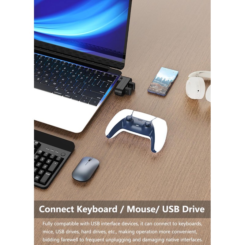 4Ports USB 3.0 Hub [90°/180° Degree Rotatable], USB Splitter Extender