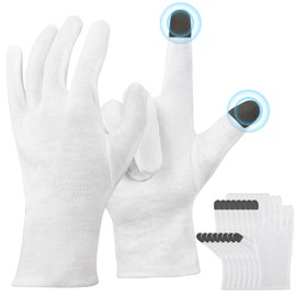 ENPOINT Touch Screen Gloves, 5 Pairs White Cotton Gloves for Dry Hands Sleeping, Archival Gloves White Cotton Gloves for Art Handling, Coin Handling, Jewelry, Photography, Extra Large Cotton Gloves