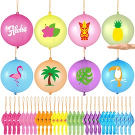 16Pack Summer Punch Balloons for Kids Tropical Hawaiian Party Decorations Assorted Color Summer Aloha Design Punch Balloons for Toddler Home Classroom Game Hawaii Party Supplies Kids Hand Out