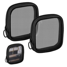 Small Make up Bag,2Pcs Makeup Bag Small,Mini Makeup Bag Nylon with Zipper,Small Pouch with Zip for Small Purse,Small Makeup Bag for Offices Travel Organizer Accessories(Black)