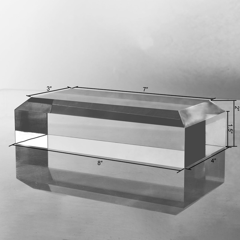 CiaoHER 2in Thickness Beveled Solid Acrylic Display Block Clear Polished