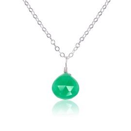 Chrysoprase Teardrop Necklace in Stainless Steel