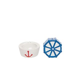 Beachcombers Nautical Wheel And Sailor Hat Salt & Pepper Shaker Set Multi
