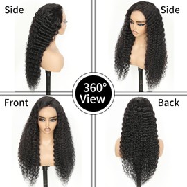 RXY Deep Wave Human Hair Wig 13x4 Lace Front Wigs Natural Color 100% Real Hair Wigs for Women 200% Density Pre Plucked with Baby Hair Natural Hairline 22 Inch