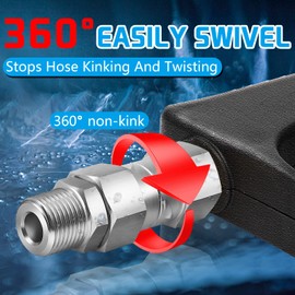 Boltigen Pressure Washer Swivel, 3/8 NPT Thread Pressure Washer Stainless Steel Swivel Joint Fittings, 360°Degree Kink Free Connector, 5000 PSI