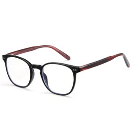 Cyxus Sustainable Glasses Frames Blue Light Filter Glasses Men Women Without Prescription Fashion Decorative Glasses Style for PC TV Tablet, 06black frame red temples