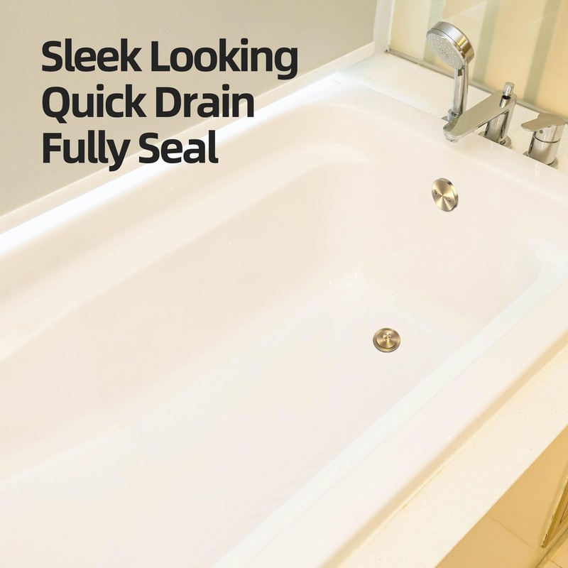 Champagne Brushed Gold Bronze Bathtub Drain, Hair Catcher and 2-Hole