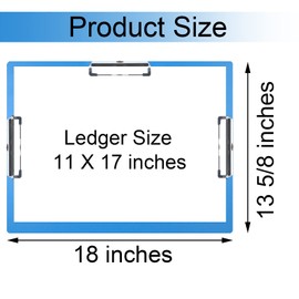 11x17 Clipboard Three Clip Super Tough Extra Large Clipboard PP Plastic 11 x 17 Clipboards Not Fragile Art Clipboard Blue Pack of 1