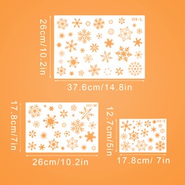 3pcs Christmas Snowflake Stencil Template, Reusable Snowflake Stencils Christmas Painting Template Christmas Decoration Stencils for Painting on Wood Xmas Craft Cards Windows Wall (3 Size)
