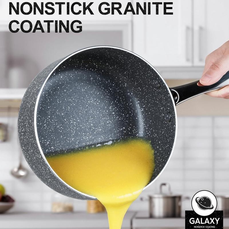 MICHELANGELO Sauce Pan with Glass Lid, Granite Nonstick Sauce Pan