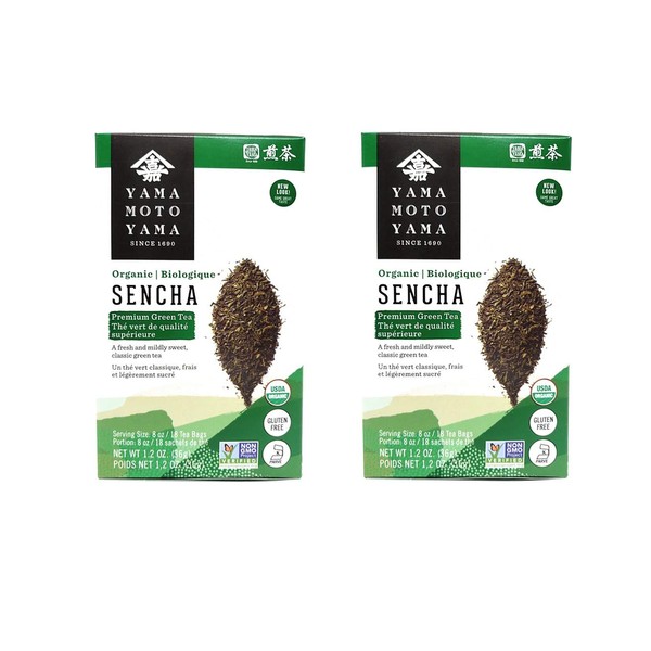 Yamamotoyama Organic Sencha Premium Green Tea (2 Pack, Total of 2.4oz)