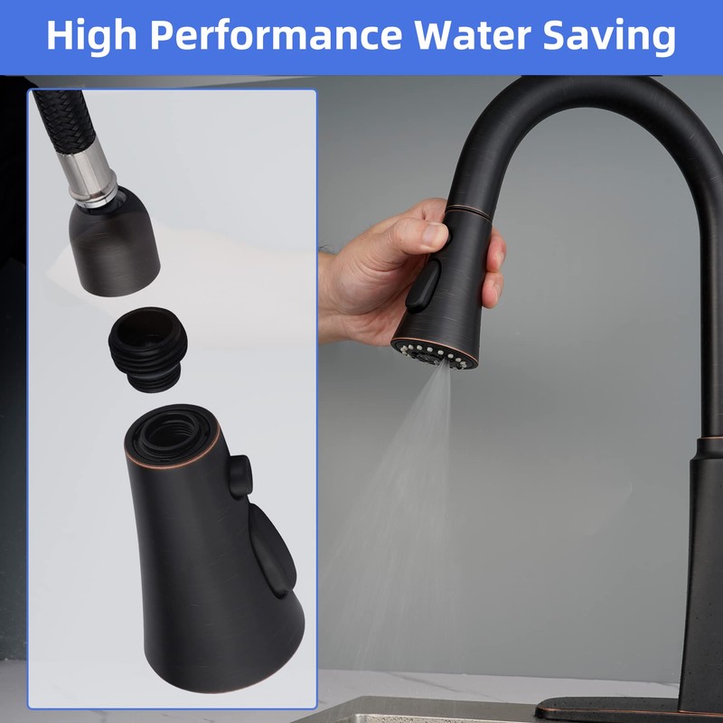 iFealClear Kitchen Faucet Head Replacement, 3 Modes Pull Down Faucet