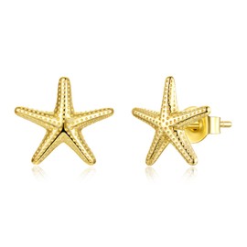 MUNDELL Plated 14K Gold Dainty Starfish Stud Earrings Minimalist Star Hypoallergenic Earrings for Women Jewelry Gifts