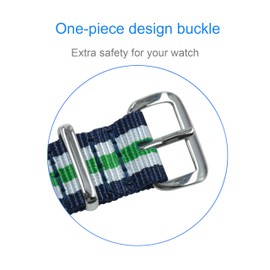 16mm Blue/white/green Thin Nylon Watch Strap One Piece Watch Bands Replacement for Women