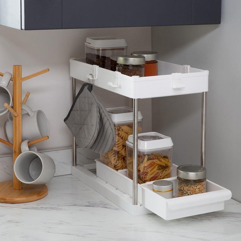 Simplify 2 Tier Multipurpose Storage Shelf | Pull Out Sliding